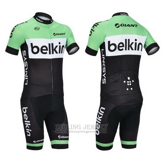 2013 Cycling Jersey Belkin Green and Black Short Sleeve and Bib Short